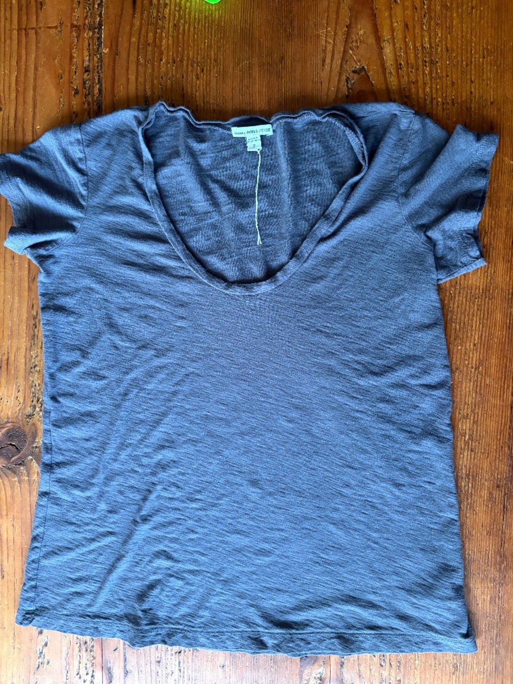James Perse Gray Scoop Neck Short Sleeve T-Shirt Size 2